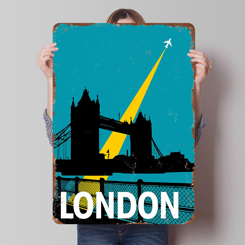 Retro Gaming In London - Pôster Metálico London Travel com Tower