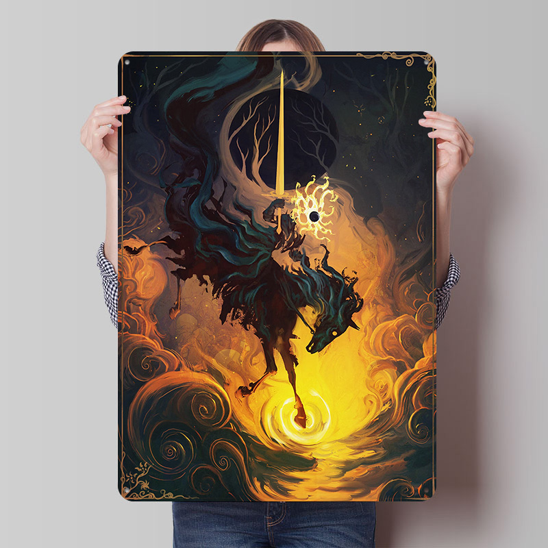 Retro Knight Gaming - Pôster Metálico The Eclipse Knight, Arte