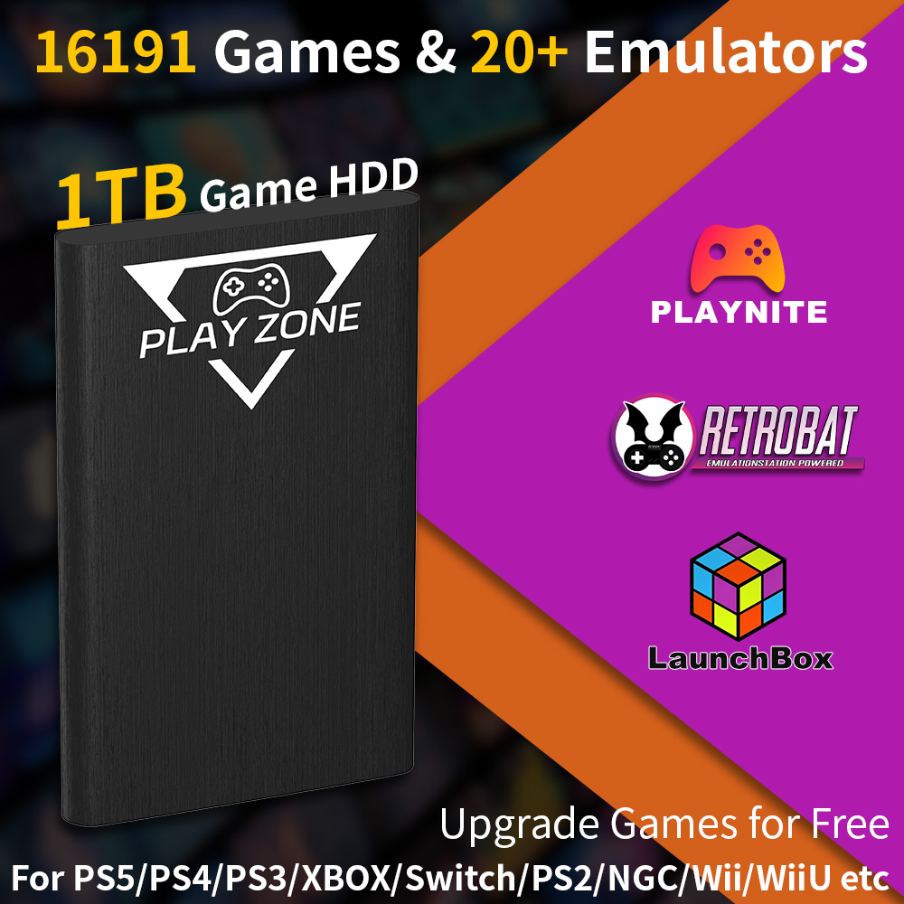 Retro Gaming Play Zone - Play Zone 1TB HDD Portátil para
