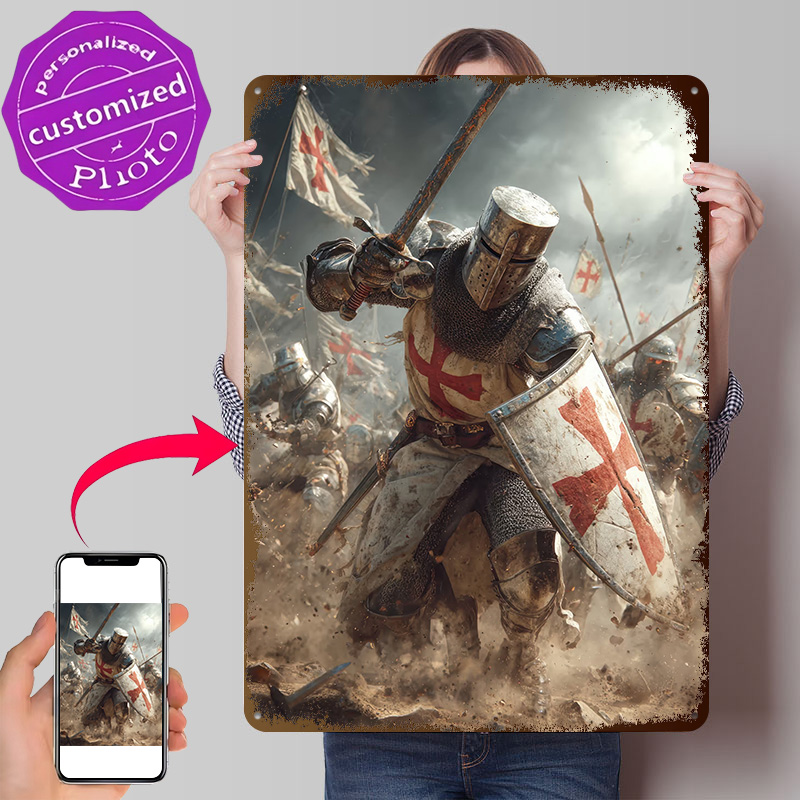 Retro Knight Gaming - Pôster Texturizado 3D Cavaleiro Cruzado: Arte