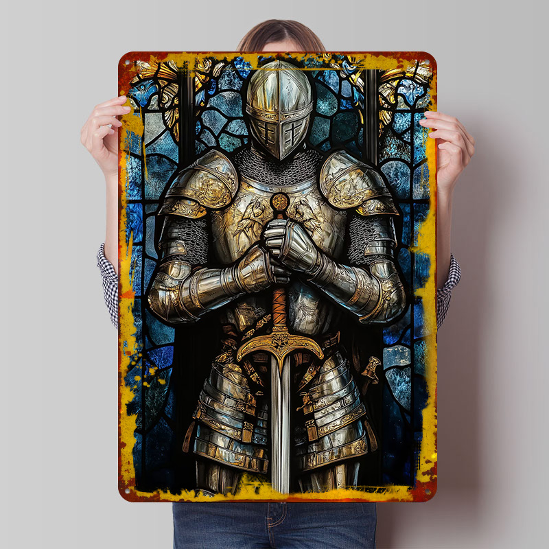 Retro Knight Gaming - Placa de Metal Personalizada Cavaleiro com