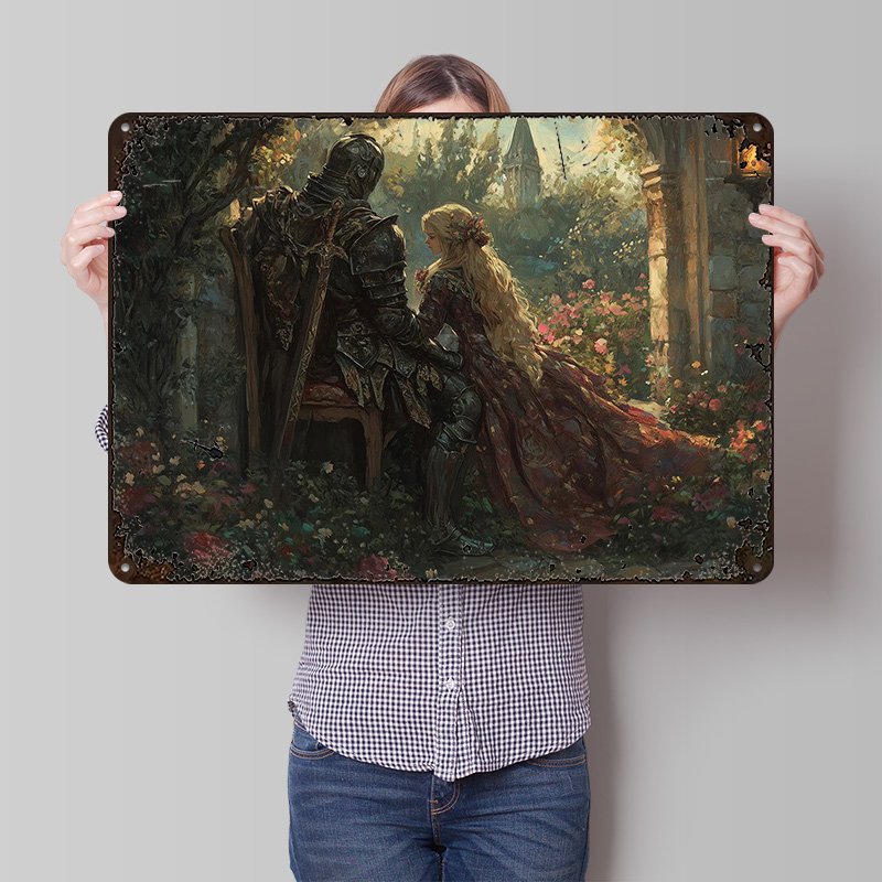 Retro Knight Gaming - Pôster de Metal Personalizado Cavaleiro e