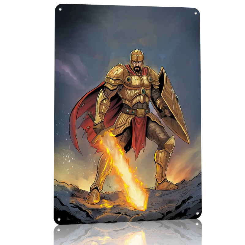 Pôster Cavaleiro Dourado com E - Retro Knight Gaming avaliação e preço